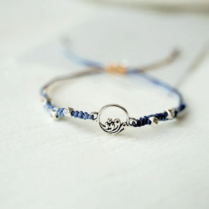 Valentine's Day Couple Bracelet for Women Men Original Design Mountains and Rivers Matching Handwork Adjustable Bangle Jewelry