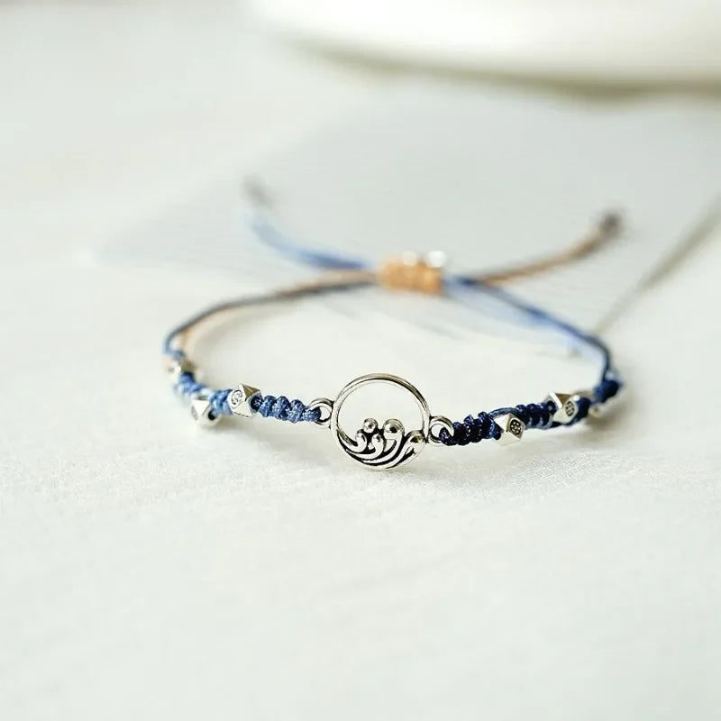 Valentine's Day Couple Bracelet for Women Men Original Design Mountains and Rivers Matching Handwork Adjustable Bangle Jewelry