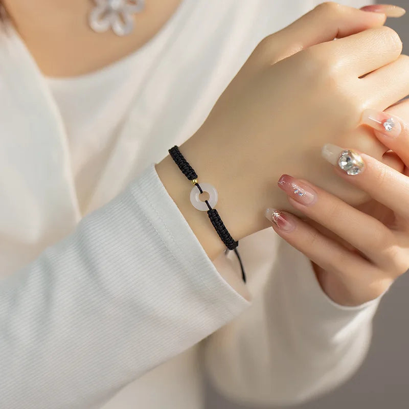 Fashion Peace Buckle Couple Bracelets for Women Men Exquisite Handwoven Adjustable Bracelet Charm Friendship Cuff Jewelry Gifts