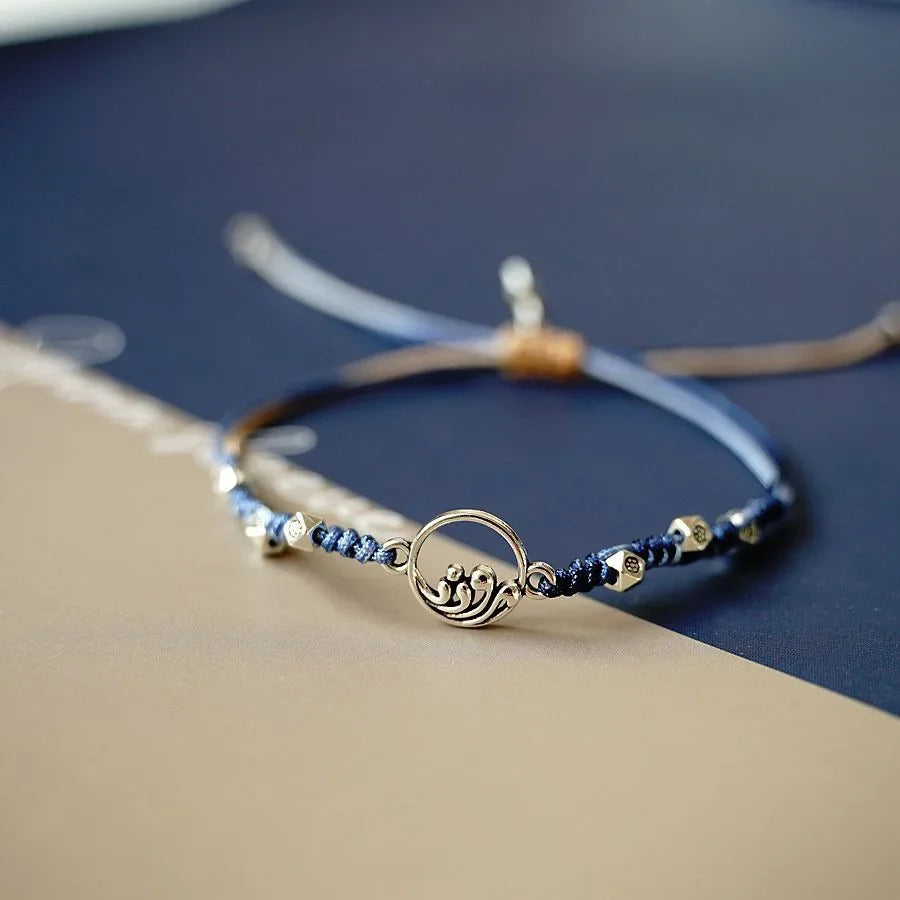 Valentine's Day Couple Bracelet for Women Men Original Design Mountains and Rivers Matching Handwork Adjustable Bangle Jewelry
