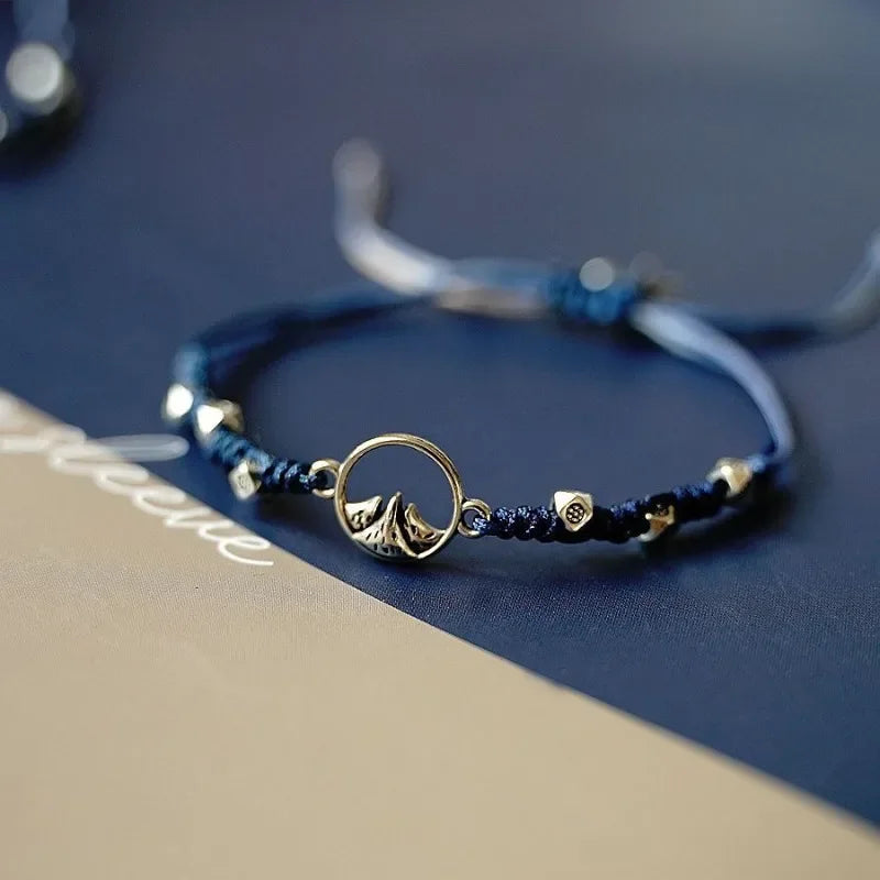 Valentine's Day Couple Bracelet for Women Men Original Design Mountains and Rivers Matching Handwork Adjustable Bangle Jewelry