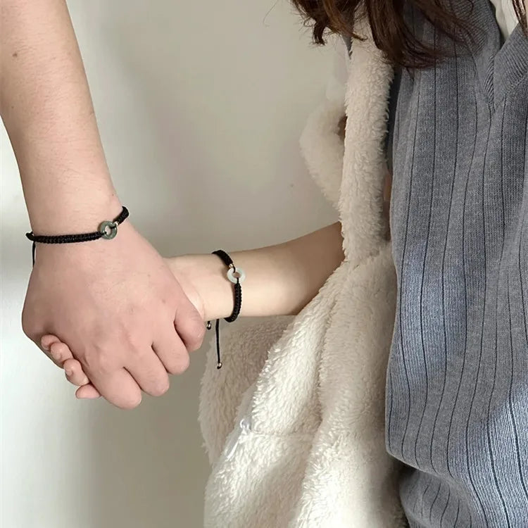 Fashion Peace Buckle Couple Bracelets for Women Men Exquisite Handwoven Adjustable Bracelet Charm Friendship Cuff Jewelry Gifts